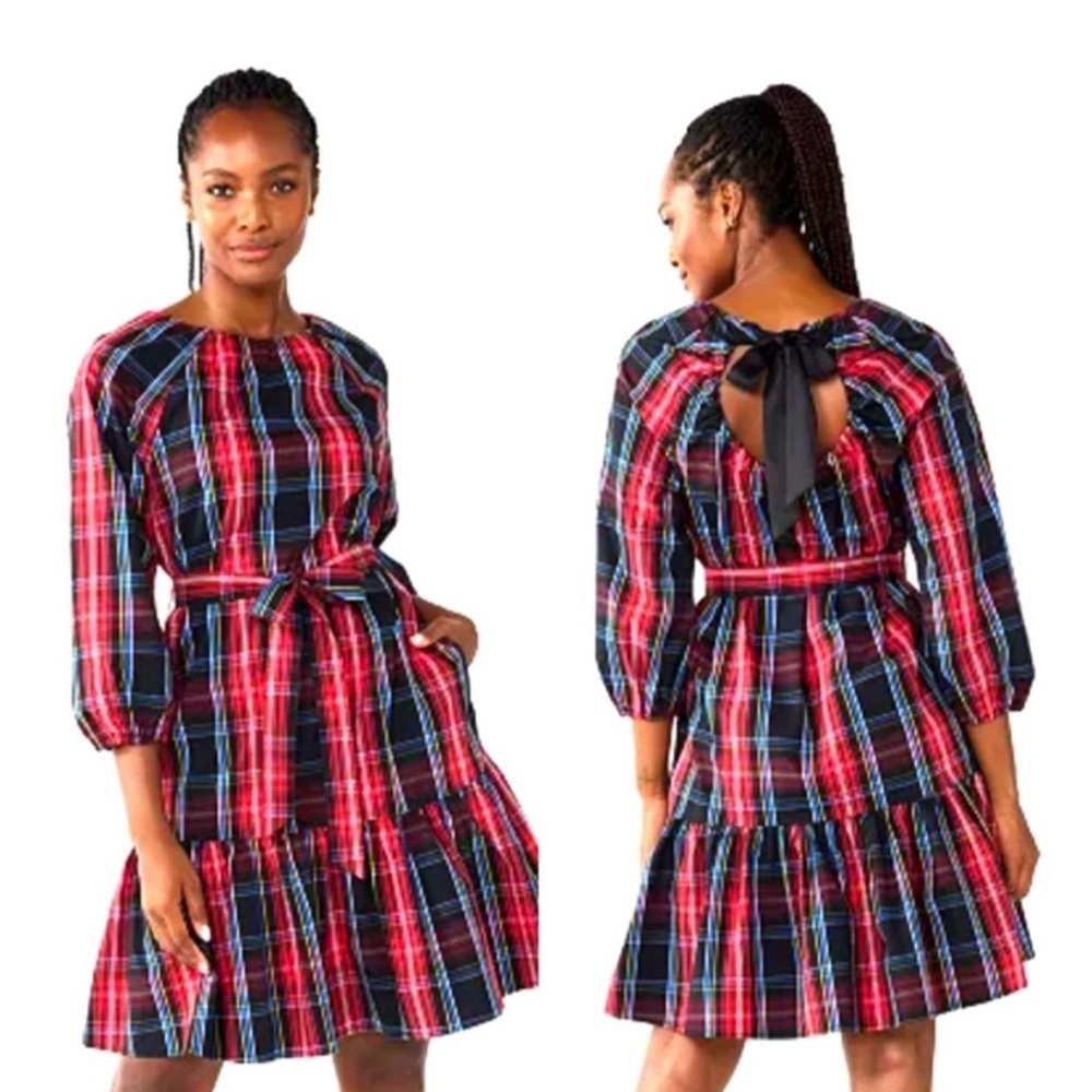 DRAPER JAMES RSVP LONG SLEEVE TIERED BOW BACK DRESS NWT - Picture 5 of 8